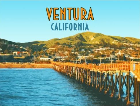 Postcard photo of Ventura pier.